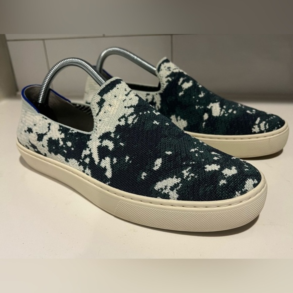 Rothy's Black and White Slip-On Knit Sneakers